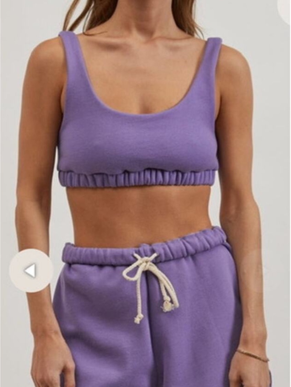 Donni Eco Fleece Sports Bra in Lavender Size Large Like NEW